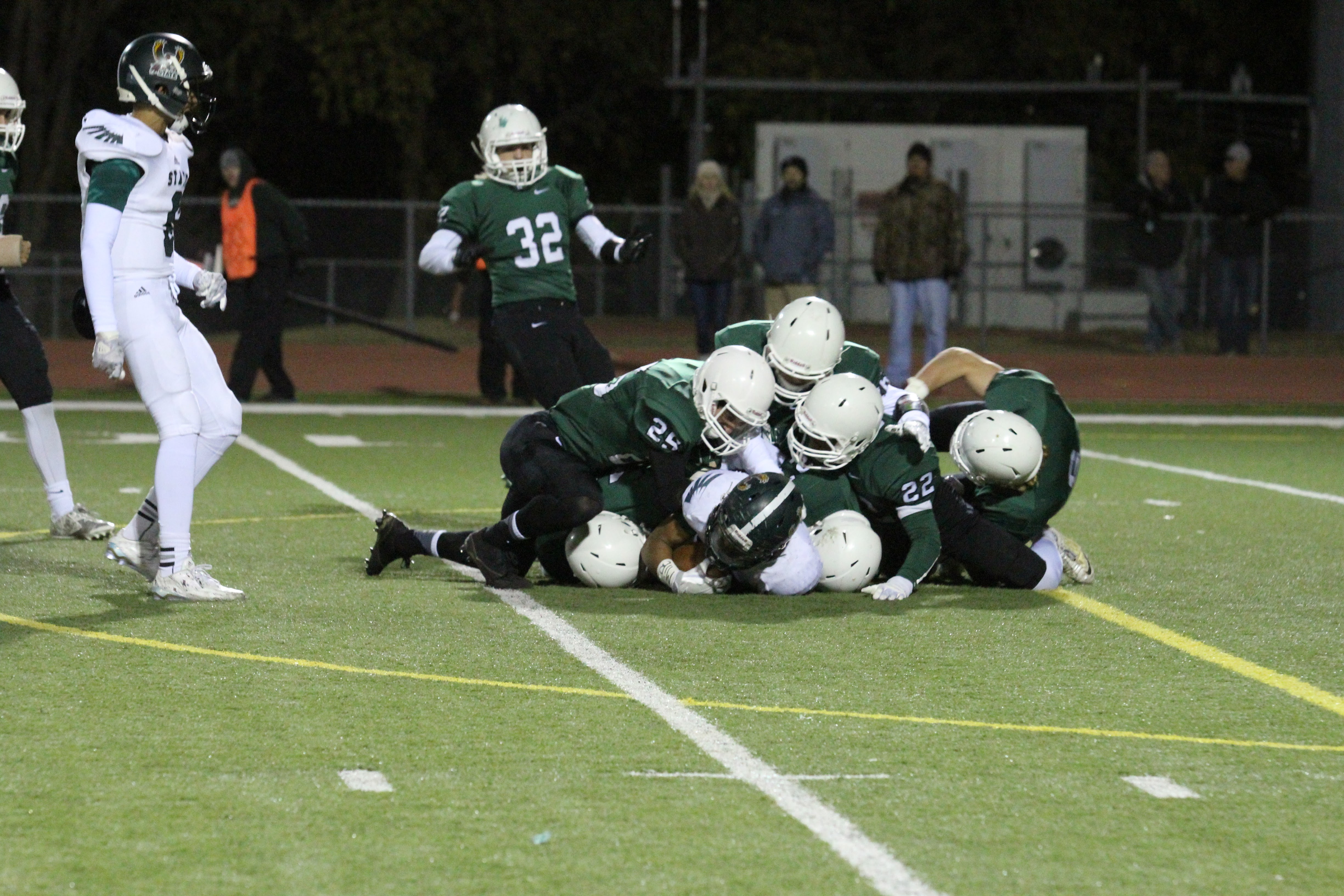 Derby's defense sacks Lawrence free state QB in their sub-state game.